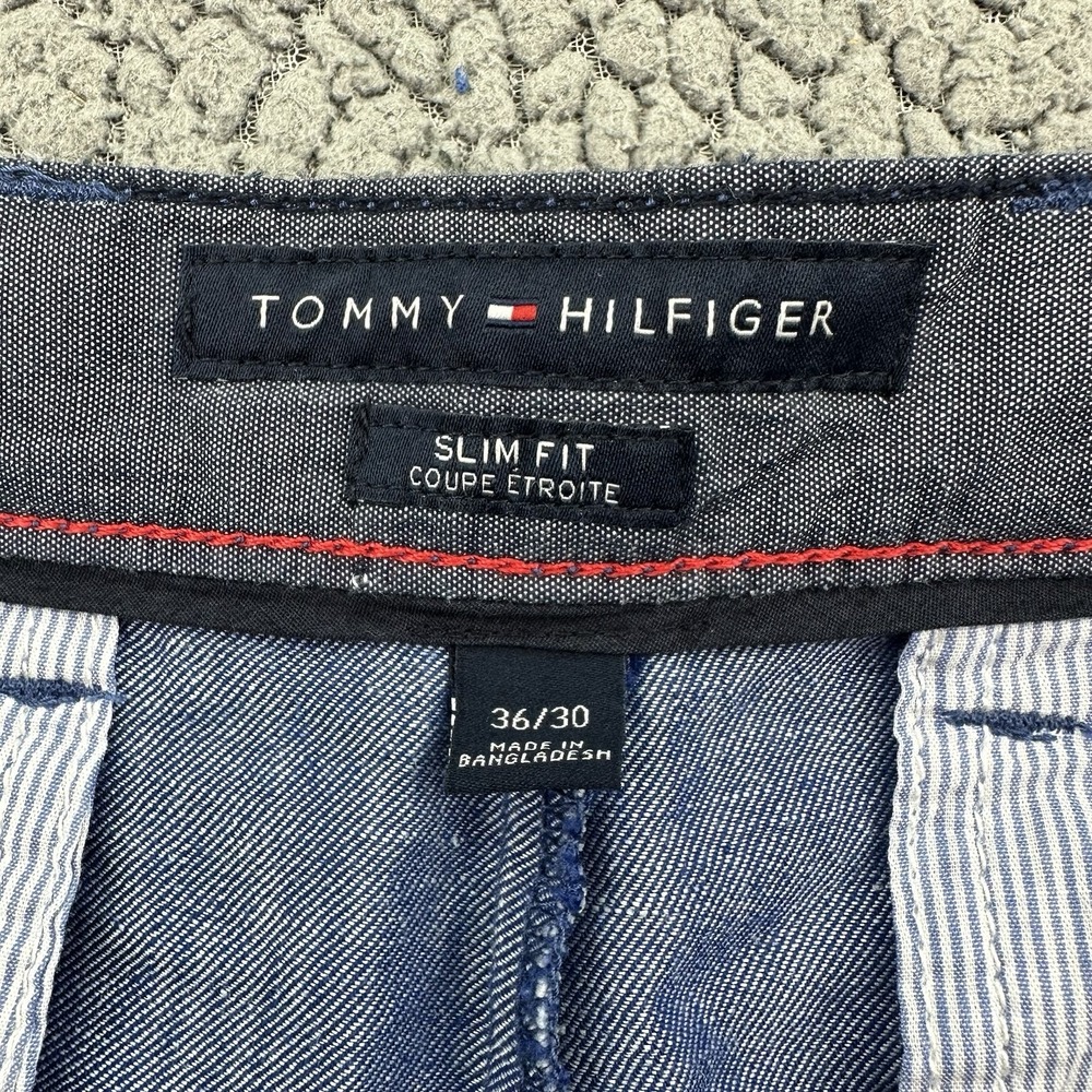 Tommy Hilfiger Slim Fit Men's Linen Blend Chinos Sz 36W/30L Light Blue - Picture 2 of 8